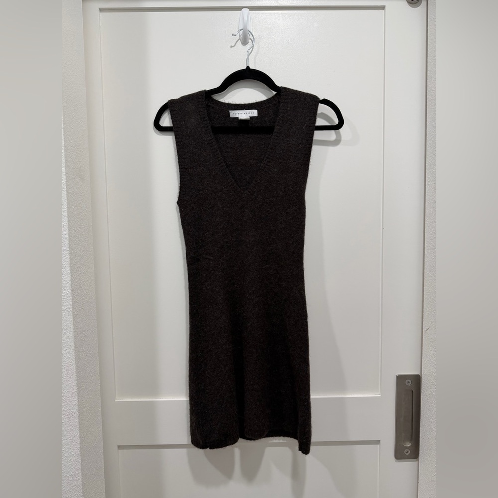 SUSANA MONACO Alpaca and Wool V Neck Dress- Brown (Size S)